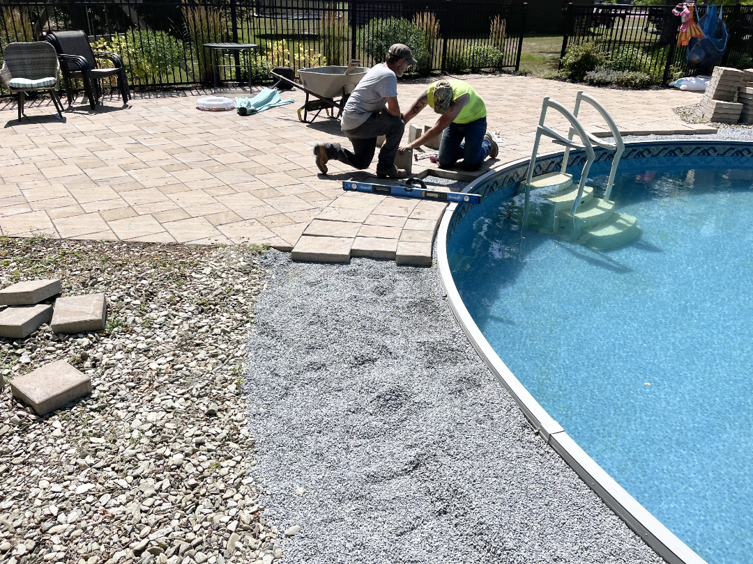 Tile work around pool