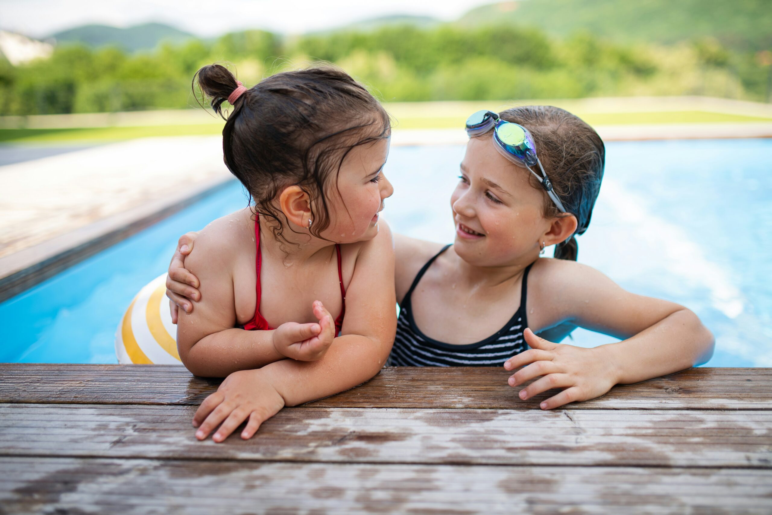 Two Young Girls in pool